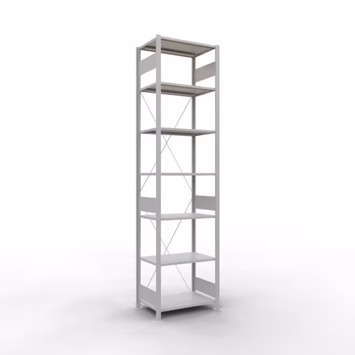 Grundregal, Fachbodenregal Stecksystem MULTIplus150, 3000 x 750 x 500 mm (HxBxT), 7 Fachböden, Kreuzstrebe, RAL 7035 lichtgrau von der Marke Schulte Lagertechnik Grundregal, Fachbodenregal Stecksystem MULTIplus150, 3000 x 750 x 500 mm (HxBxT), 7 Fachböden, Kreuzstrebe, RAL 7035 lichtgrau aus der Kategorie Grundregal mit der Artikelnummer 32652-75