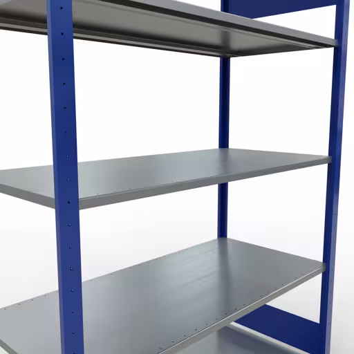 Produktbild Nr.6 des Artikels Grundregal, Fachbodenregal Stecksystem MULTIplus150, 2000 x 1300 x 600 mm (HxBxT), 5 Fachböden, Längenriegel, RAL 5010 enzianblau/verzinkt aus der Produktreihe Stecksystem von der Marke Schulte Lagertechnik