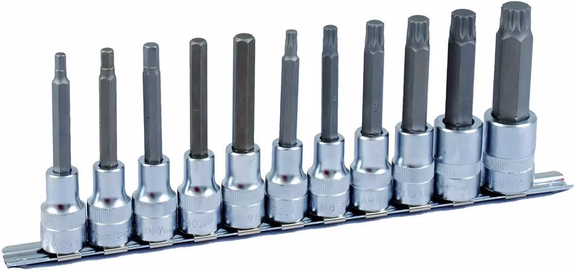 1/2" Bit Stecknuss Satz auf Schiene 11tlg 6kant+VZ, 100mm aus der Kategorie Steckschlüssel Sätze & Einzelteile mit der Artikelnummer 4232