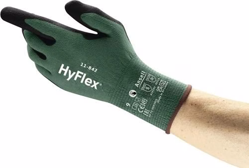 Gants HyFlex 11-842 conformes aux normes EN ISO 21420, EN 388 et EN 407, catégorie III, équipement de protection individuelle, lot de 12 paires, marque ANSELL, référence 4000391309 (gants de travail).