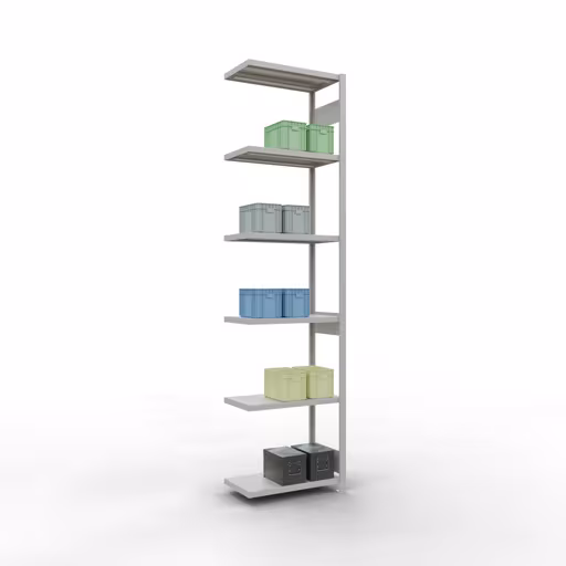Produktbild Nr 13 des Artikels Anbauregal, Fachbodenregal Stecksystem MULTIplus250, 3000 x 750 x 400 mm (HxBxT), 7 Fachböden, Längenriegel, RAL 7035 lichtgrau Abbildung Nr 13 des Artikels Anbauregal, Fachbodenregal Stecksystem MULTIplus250, 3000 x 750 x 400 mm (HxBxT), 7 Fachböden, Längenriegel, RAL 7035 lichtgrau aus der Produktgruppe Stecksystem von der Marke Schulte Lagertechnik