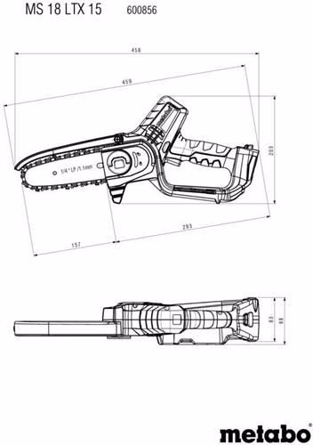 Akkukettensäge MS 18 LTX 15 18 V METABO