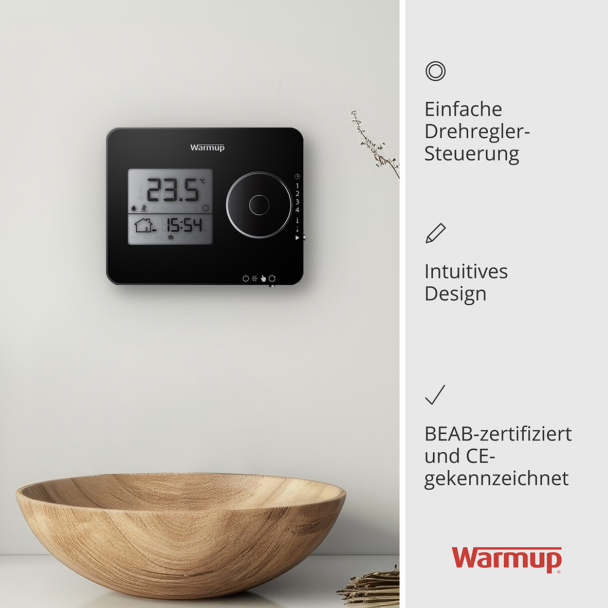Ohne Text 3820020 Warmup Tempo - Digitalthermostat, schwarz
