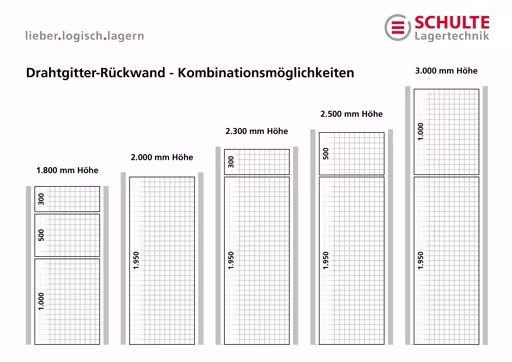 Drahtgitter-Rückwand 1950 x 650 mm (H x B), glanzverzinkt von Schulte Lagertechnik aus der Kategorie Schraubsystem