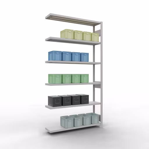 Produktbild Nr 13 des Artikels Anbauregal, Fachbodenregal Stecksystem MULTIplus250, 2500 x 1300 x 300 mm (HxBxT), 6 Fachböden, Längenriegel, RAL 7035 lichtgrau Abbildung Nr 13 des Artikels Anbauregal, Fachbodenregal Stecksystem MULTIplus250, 2500 x 1300 x 300 mm (HxBxT), 6 Fachböden, Längenriegel, RAL 7035 lichtgrau aus der Produktgruppe Stecksystem von der Marke Schulte Lagertechnik