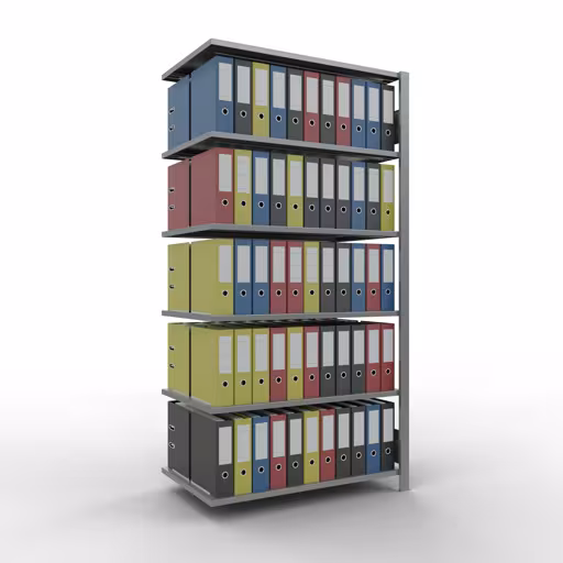 Abbildung Nr 15 des Artikels Anbauregal, Büro-Fachbodenregal Stecksystem MULTIplus150, 2000 x 1000 x 600 mm (HxBxT), 6 Fachböden, Längenriegel, verzinkt, ohne Mittelanschlag aus der Produktgruppe Büroregale von der Marke Schulte Lagertechnik