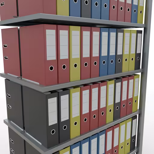 Zusatzbild des Artikels Anbauregal, Büro-Fachbodenregal Stecksystem MULTIplus150, 2300 x 1000 x 600 mm (HxBxT), 7 Fachböden, Längenriegel, verzinkt, mit Mittelanschlag aus Stecksystem