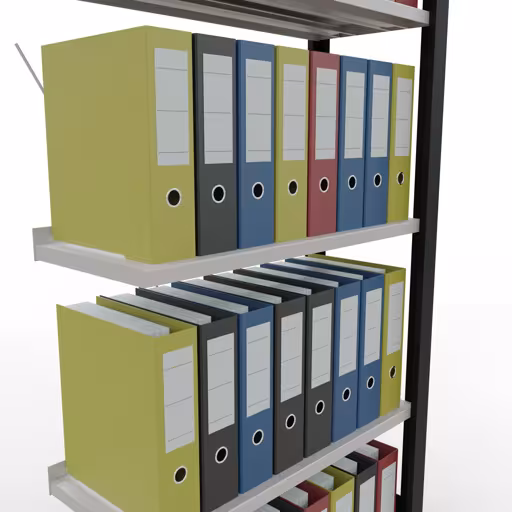 Abbildung Nr 12 des Artikels Anbauregal, Büro-Fachbodenregal Stecksystem MULTIplus85, 1800 x 750 x 300 mm (HxBxT), 5 Fachböden, Kreuzstrebe, mit Anschlagleiste, schwarz/lichtgrau aus der Produktgruppe Büroregale von der Marke Schulte Lagertechnik