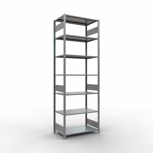 Grundregal, Fachbodenregal Stecksystem MULTIplus150, 3000 x 1000 x 600 mm (HxBxT), 7 Fachböden, Längenriegel, verzinkt von Schulte Lagertechnik mit der Artikelnr. 12762-LR