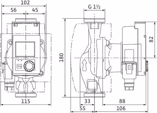 Technische Zeichnung 3977868 Nassläufer-Hocheffizienzpumpe Stratos PICO plus 25/0,5-4, G11/2, 20W WILO