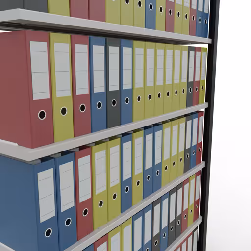 Abbildung Nr 13 des Artikels Anbauregal, Büro-Fachbodenregal Stecksystem MULTIplus85, 2300 x 1300 x 300 mm (HxBxT), 7 Fachböden, Kreuzstrebe, ohne Anschlagleiste, schwarz/lichtgrau aus der Produktgruppe Büroregale von der Marke Schulte Lagertechnik
