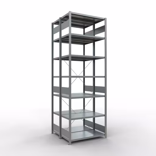 Grundregal, Doppelregal, Fachbodenregal Stecksystem MULTIplus250, 3000 x 1000 x (2x500) mm (HxBxT), 2x7 Fachböden, Kreuzstrebe, verzinkt von der Marke Schulte Lagertechnik Grundregal, Doppelregal, Fachbodenregal Stecksystem MULTIplus250, 3000 x 1000 x (2x500) mm (HxBxT), 2x7 Fachböden, Kreuzstrebe, verzinkt aus der Kategorie Doppelregale mit der Artikelnummer 14252-G