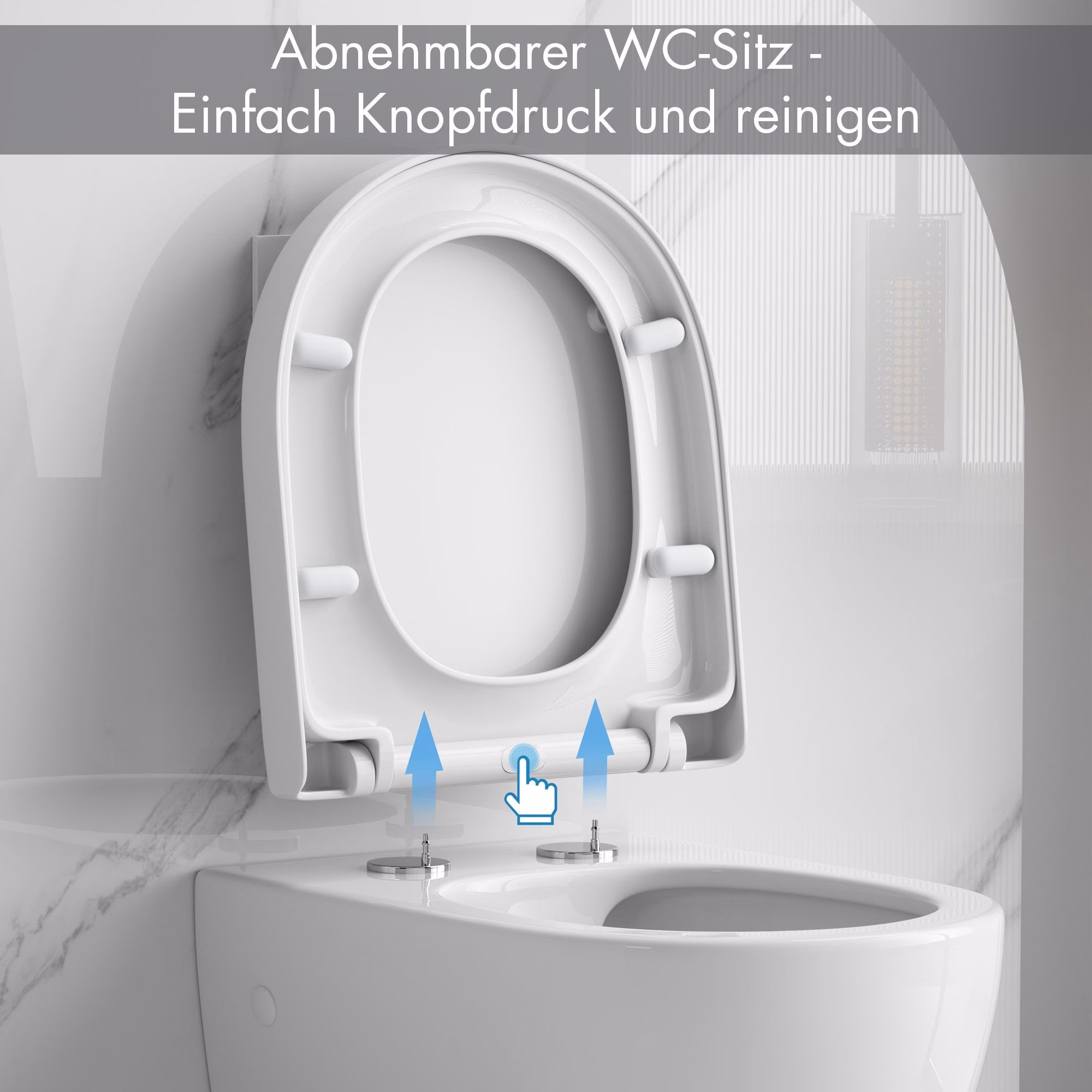 sanicomfort Wand-WC Set Rivo Tiefspüler ohne Spülrand kurz weiß glänzend