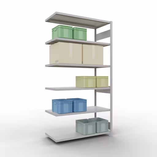 Produktbild Nr 15 des Artikels Anbauregal, Fachbodenregal Stecksystem MULTIplus250, 2500 x 1300 x 600 mm (HxBxT), 6 Fachböden, Längenriegel, RAL 7035 lichtgrau Abbildung Nr 15 des Artikels Anbauregal, Fachbodenregal Stecksystem MULTIplus250, 2500 x 1300 x 600 mm (HxBxT), 6 Fachböden, Längenriegel, RAL 7035 lichtgrau aus der Produktgruppe Stecksystem von der Marke Schulte Lagertechnik