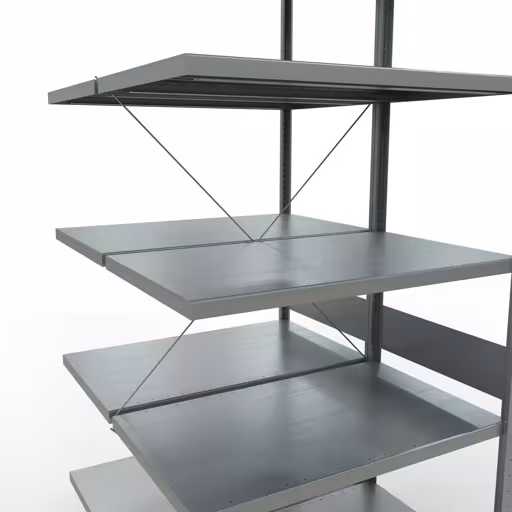 Anbauregal, Doppelregal, Fachbodenregal Stecksystem MULTIplus250, 3000 x 1000 x (2x600) mm (HxBxT), 2x7 Fachböden, Kreuzstrebe, verzinkt mit der Artikelnr. 14267-A Anbauregal, Doppelregal, Fachbodenregal Stecksystem MULTIplus250, 3000 x 1000 x (2x600) mm (HxBxT), 2x7 Fachböden, Kreuzstrebe, verzinkt von Schulte Lagertechnik aus der Kategorie Fachbodenregale