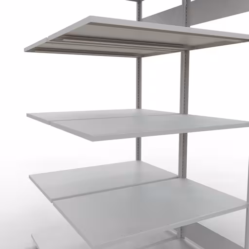 Anbauregal, Doppelregal, Fachbodenregal Stecksystem MULTIplus150, 2000 x 1000 x (2x600) mm (HxBxT), 2x5 Fachböden, Längenriegel, RAL 7035 lichtgrau mit der Artikelnr. 33165 Anbauregal, Doppelregal, Fachbodenregal Stecksystem MULTIplus150, 2000 x 1000 x (2x600) mm (HxBxT), 2x5 Fachböden, Längenriegel, RAL 7035 lichtgrau von Schulte Lagertechnik aus der Kategorie Fachbodenregale