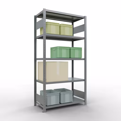 Produktbild Nr 15 des Artikels Grundregal, Fachbodenregal Stecksystem MULTIplus330, 2000 x 1000 x 500 mm (HxBxT), 5 Fachböden, Längenriegel, verzinkt Abbildung Nr 15 des Artikels Grundregal, Fachbodenregal Stecksystem MULTIplus330, 2000 x 1000 x 500 mm (HxBxT), 5 Fachböden, Längenriegel, verzinkt aus der Produktgruppe Stecksystem von der Marke Schulte Lagertechnik