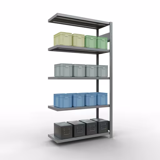 Produktbild Nr 9 des Artikels Anbauregal, Fachbodenregal Stecksystem MULTIplus250, 2000 x 1000 x 400 mm (HxBxT), 5 Fachböden, Längenriegel, verzinkt Abbildung Nr 9 des Artikels Anbauregal, Fachbodenregal Stecksystem MULTIplus250, 2000 x 1000 x 400 mm (HxBxT), 5 Fachböden, Längenriegel, verzinkt aus der Produktgruppe Stecksystem von der Marke Schulte Lagertechnik