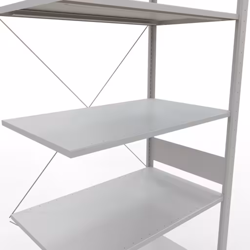Abbildung Nr 13 des Artikels Anbauregal, Fachbodenregal Stecksystem MULTIplus150, 3000 x 1000 x 600 mm (HxBxT), 7 Fachböden, Kreuzstrebe, RAL 7035 lichtgrau aus der Produktgruppe Stecksystem von der Marke Schulte Lagertechnik
