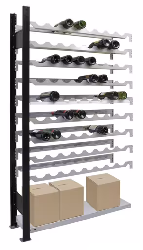 Anbauregal, Weinregal 1800 x 1000 x 250 mm, schwarz/silber, 9 Ebenen für 72 Flaschen von der Marke Schulte Lagertechnik Anbauregal, Weinregal 1800 x 1000 x 250 mm, schwarz/silber, 9 Ebenen für 72 Flaschen aus der Kategorie Getränkelagerung mit der Artikelnummer 26861