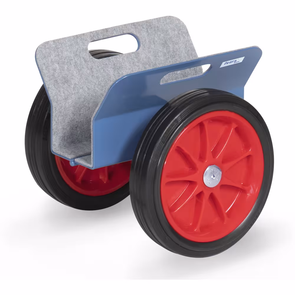 Plattenroller 4157 - Vollgummiräder Ø260 mm von der Marke Fetra Plattenroller 95 mm pulverbeschichtet blau RAL 5007, Klemmflächen mit Filzbelag Typ Bereifung: Vollgummi aus der Kategorie Plattentransport mit der Artikelnr. 4157