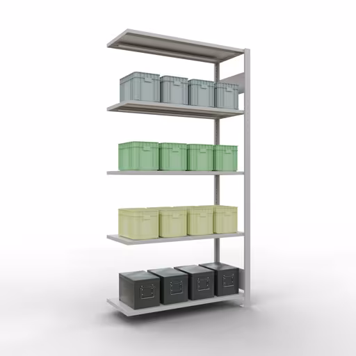 Produktbild Nr 14 des Artikels Anbauregal, Fachbodenregal Stecksystem MULTIplus85, 2000 x 1000 x 400 mm (HxBxT), 5 Fachböden, Längenriegel, RAL 7035 lichtgrau Abbildung Nr 14 des Artikels Anbauregal, Fachbodenregal Stecksystem MULTIplus85, 2000 x 1000 x 400 mm (HxBxT), 5 Fachböden, Längenriegel, RAL 7035 lichtgrau aus der Produktgruppe Stecksystem von der Marke Schulte Lagertechnik