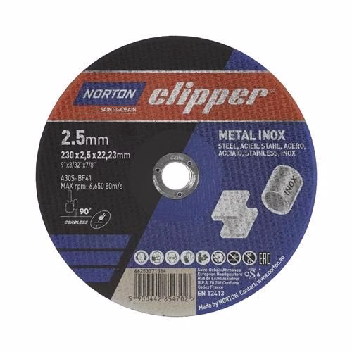 Trennscheibe D230x2,5mm Typ 41 Metall-Inox Bohrung 22,23mm NORTON CLIPPER von der Marke Norton Clipper Trennscheibe Bohrung 22,23 mm NORTON CLIPPER aus der Kategorie Trennscheiben mit der Teilenummer 4206758133