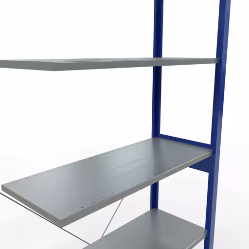 Anbauregal, Fachbodenregal Stecksystem MULTIplus85, 2500 x 1000 x 400 mm (HxBxT), 6 Fachböden, Kreuzstrebe, RAL 5010 enzianblau von Schulte Lagertechnik aus der Kategorie Stecksystem