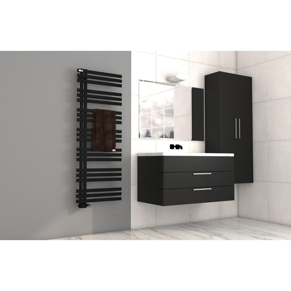 MERT Design Badheizkörper ELEN, Tiefschwarz RAL 9005 matt Struktur, 400x1000 mm