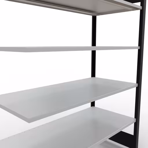 Abbildung Nr 13 des Artikels Anbauregal, Büro-Fachbodenregal Stecksystem MULTIplus150, 2000 x 1300 x 600 mm (HxBxT), 6 Fachböden, Längenriegel, ohne Mittelanschlag, schwarz/lichtgrau aus der Produktgruppe Büroregale von der Marke Schulte Lagertechnik
