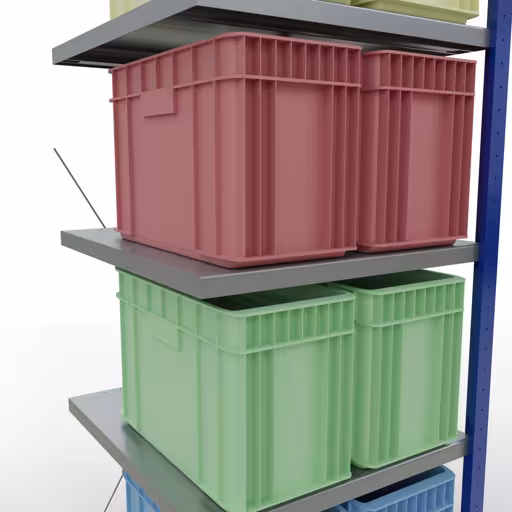 Abbildung Nr 7 des Artikels Anbauregal, Fachbodenregal Stecksystem MULTIplus250, 2000 x 750 x 800 mm (HxBxT), 5 Fachböden, Kreuzstrebe, RAL 5010 enzianblau/verzinkt/verzinkt aus der Produktgruppe Stecksystem von der Marke Schulte Lagertechnik