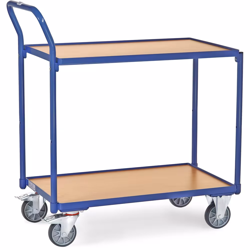 Tischwagen 2740 Breite 500 mm, Länge 850 mm von der Marke Fetra Tischwagen 300 kg 2 Etagen Schraubkonstruktion. 2 Böden aus Holzwerkstoffplatte, Oberfläche Buchendekor, im Stahlrahmen liegend Typ Ladeflächenbreite: 500 mm aus der Kategorie Tischwagen mit der Artikelnr. 2740