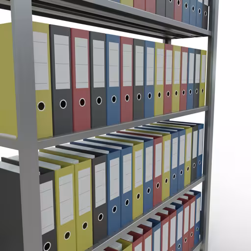 Abbildung Nr 15 des Artikels Grundregal, Büro-Fachbodenregal Stecksystem MULTIplus85, 1800 x 1300 x 300 mm (HxBxT), 5 Fachböden, Kreuzstrebe, verzinkt, mit Anschlagleiste aus der Produktgruppe Büroregale von der Marke Schulte Lagertechnik