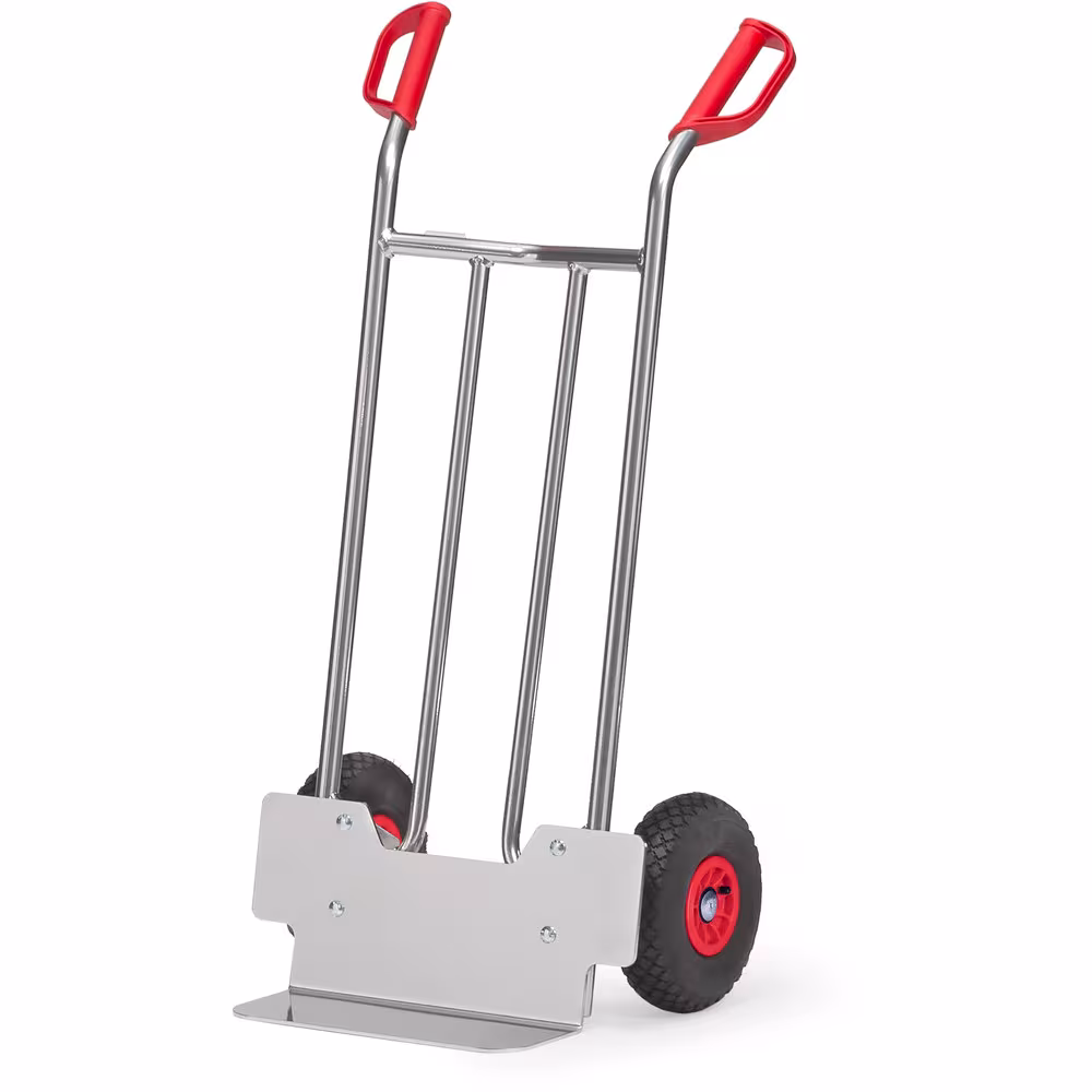 Alu-Sackkarre aus Aluminiumrohr mit Aluminiumschaufel, sehr leicht und handlich aus der Kategorie Karren