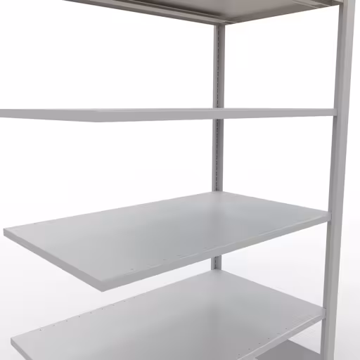 Anbauregal, Büro-Fachbodenregal Stecksystem MULTIplus150, 2000 x 1000 x 600 mm (HxBxT), 6 Fachböden, Längenriegel, ohne Mittelanschlag, lichtgrau von Schulte Lagertechnik mit der Artikelnr. 36064