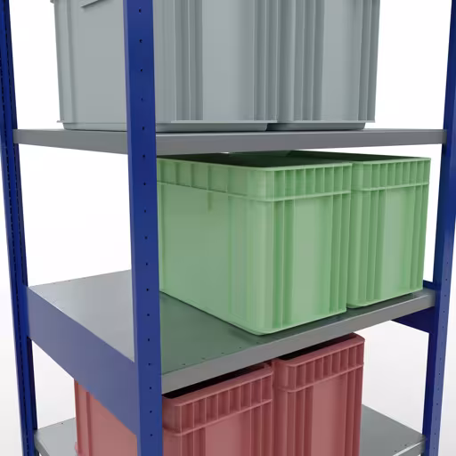 Abbildung Nr 11 des Artikels Grundregal, Fachbodenregal Stecksystem MULTIplus330, 2500 x 1000 x 800 mm (HxBxT), 6 Fachböden, Längenriegel, RAL 5010 enzianblau/verzinkt aus der Produktgruppe Stecksystem von der Marke Schulte Lagertechnik