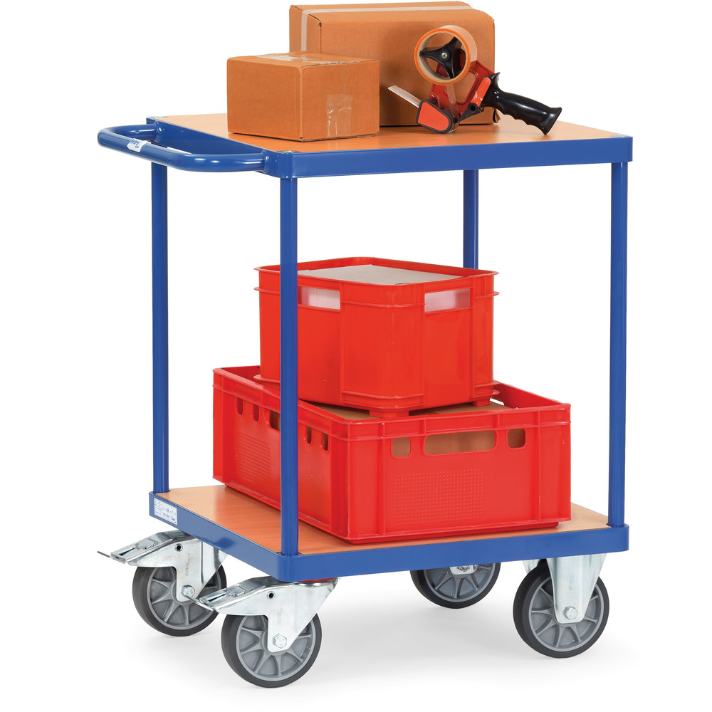 Anwendungsbild 3826828 Tischwagen 2496 2 Lenk- und 2 Bockrollen mit TPE-Bereifung und Naben mit Rillenkugellager