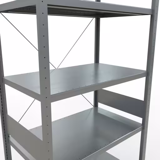 Abbildung Nr 9 des Artikels Grundregal, Fachbodenregal Stecksystem MULTIplus330, 3000 x 1000 x 600 mm (HxBxT), 7 Fachböden, Kreuzstrebe, verzinkt aus der Produktgruppe Stecksystem von der Marke Schulte Lagertechnik