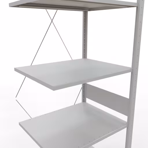 Andere Ansicht des Artikels Anbauregal, Fachbodenregal Stecksystem MULTIplus150, 3000 x 750 x 600 mm (HxBxT), 7 Fachböden, Kreuzstrebe, RAL 7035 lichtgrau Andere Ansicht des Artikels Anbauregal, Fachbodenregal Stecksystem MULTIplus150, 3000 x 750 x 600 mm (HxBxT), 7 Fachböden, Kreuzstrebe, RAL 7035 lichtgrau aus der Kategorie Stecksystem