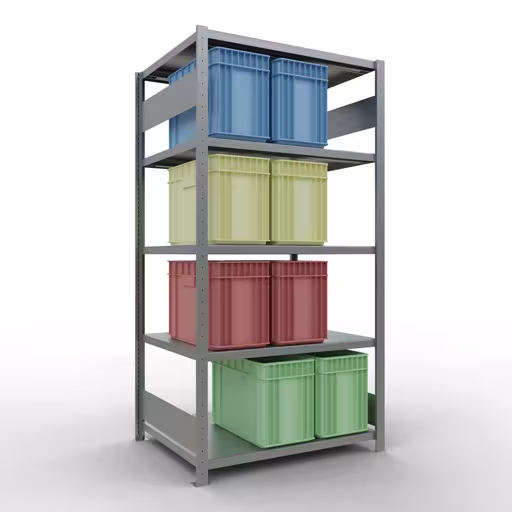 Produktbild Nr 12 des Artikels Grundregal, Fachbodenregal Stecksystem MULTIplus250, 2000 x 1000 x 800 mm (HxBxT), 5 Fachböden, Längenriegel, verzinkt Abbildung Nr 12 des Artikels Grundregal, Fachbodenregal Stecksystem MULTIplus250, 2000 x 1000 x 800 mm (HxBxT), 5 Fachböden, Längenriegel, verzinkt aus der Produktgruppe Stecksystem von der Marke Schulte Lagertechnik