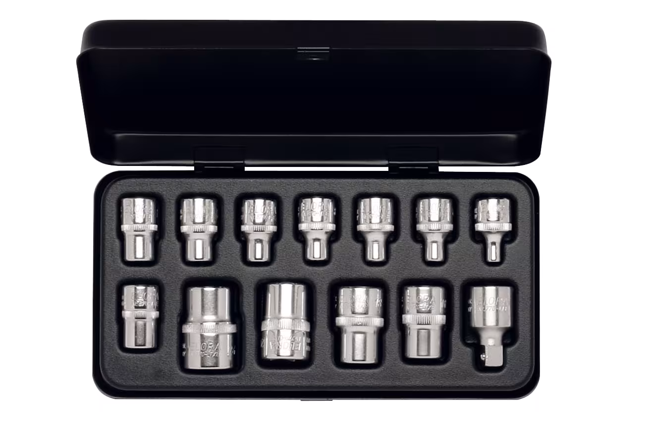 Steckschlüssel-Satz 3/8"+1/2", TORX®, 13-teilig 5-24 mm 877-TXE von ELORA Steckschlüssel-Satz 3/8"+1/2", TORX®, 13-teilig 5-24 mm, ELORA-877-TXE aus der Kategorie Steckschlüssel-Sortiment 3/8" mit der Artikelnr. 0877500102000