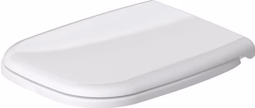 Abattant de toilette blanc DURAVIT, code D, sans mécanisme de fermeture amortie, charnières en acier inoxydable, 430 x 360 x 40 mm, de la catégorie abattant de toilette, référence 6000405700