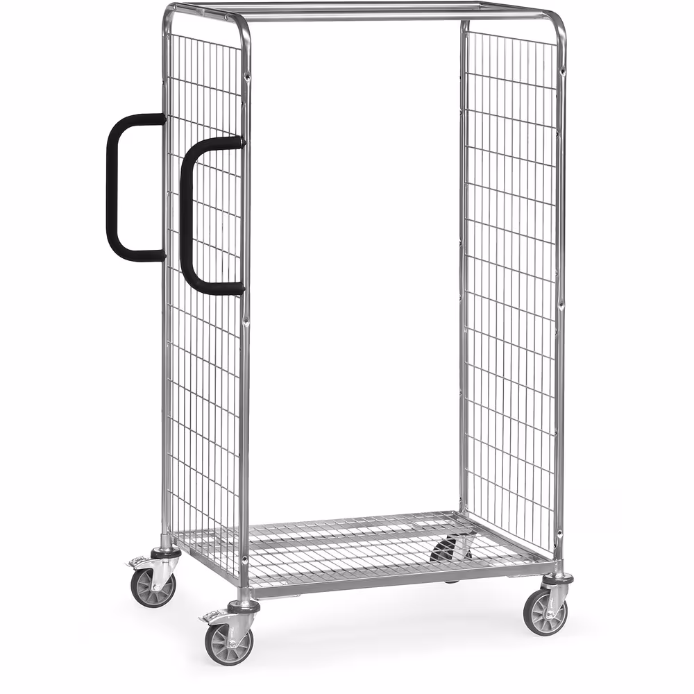 Kommissionierwagen 28200 Länge 650 mm, Breite 510 mm aus der Kategorie Etagenwagen mit der GTIN 4017976282008 Kommissionierwagen komplett galvanisch glanzverzinkt, Stirnwände aus Stahlrohr mit eingeschweißtem Drahtschweißgitter von der Marke Fetra aus der Kategorie Etagenwagen