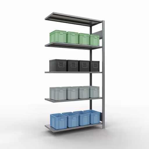 Anbauregal, Fachbodenregal Stecksystem MULTIplus85, 2000 x 1000 x 400 mm (HxBxT), 5 Fachböden, Längenriegel, verzinkt von der Marke Schulte Lagertechnik aus der Produktreihe Stecksystem