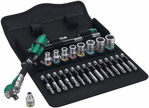 Set di chiavi a bussola Wera 8100 SA 6 da 28 pezzi, 1/4 di pollice, 5-13 mm, 72 denti, 6 punte Set di chiavi a bussola 8100 SA, 72 denti, 6 punte, WERA, della categoria assortimento di chiavi a bussola da 1/4", codice articolo 4000821755