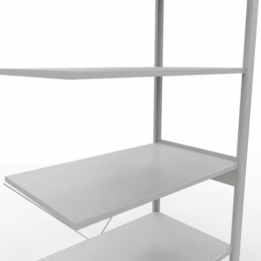 Anbauregal, Eckregal (Feld C) 2500 x 1000 x 600, 6 Fachböden, Kreuzstrebe, RAL 7035 lichtgrau von der Marke Schulte Lagertechnik aus der Produktreihe Fachbodenregale