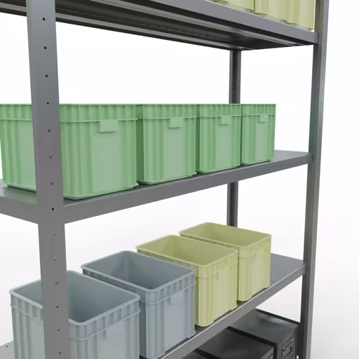 Abbildung Nr 15 des Artikels Grundregal, Fachbodenregal Stecksystem MULTIplus250, 2000 x 1300 x 400 mm (HxBxT), 5 Fachböden, Längenriegel, verzinkt aus der Produktgruppe Stecksystem von der Marke Schulte Lagertechnik