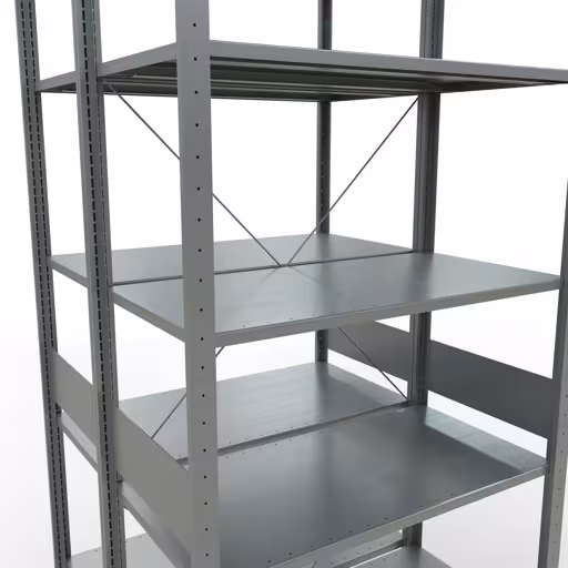 Produktbild Nr 12 des Artikels Grundregal, Doppelregal, Fachbodenregal Stecksystem MULTIplus150, 3000 x 1000 x (2x1000) mm (HxBxT), 2x7 Fachböden, Kreuzstrebe, verzinkt Abbildung Nr 12 des Artikels Grundregal, Doppelregal, Fachbodenregal Stecksystem MULTIplus150, 3000 x 1000 x (2x1000) mm (HxBxT), 2x7 Fachböden, Kreuzstrebe, verzinkt aus der Produktgruppe Fachbodenregale von der Marke Schulte Lagertechnik