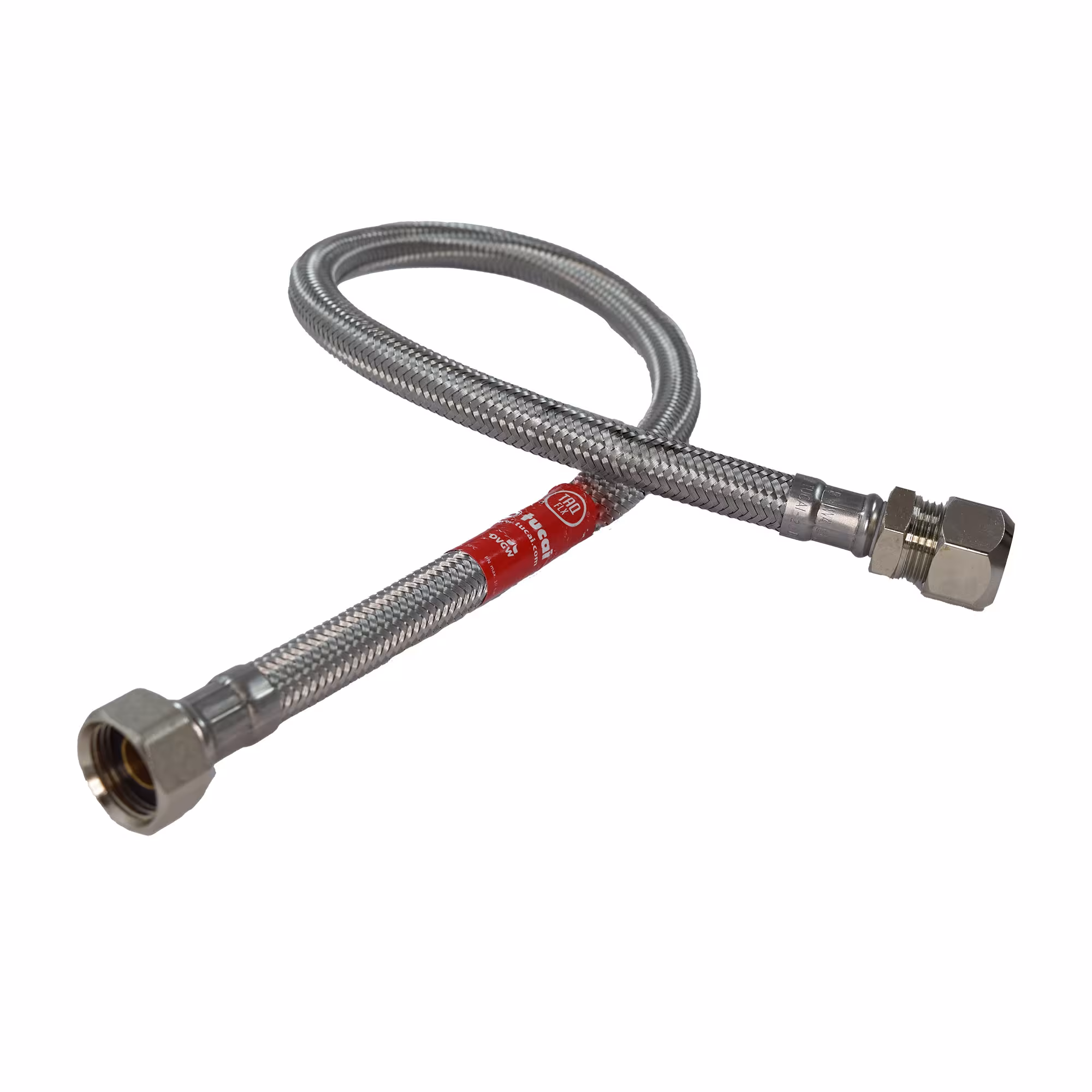 Edelstahl/TPE Armaturen-Flexschlauch DN 8 - 300 mm mit Quetschverschraubung 10 mm x Überwurfmutter 3/8" DVGW Panzerschlauch von der Marke Tucai Armaturenschläuche DN8 QV10 x 3/8" IG Typ Größe: 300 mm aus der Kategorie Panzerschläuche mit der Artikelnr. 202101