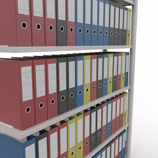 Abbildung Nr 11 des Artikels Anbauregal, Büro-Fachbodenregal Stecksystem MULTIplus85, 2000 x 1300 x 300 mm (HxBxT), 6 Fachböden, Kreuzstrebe, ohne Anschlagleiste, lichtgrau aus der Produktgruppe Büroregale von der Marke Schulte Lagertechnik